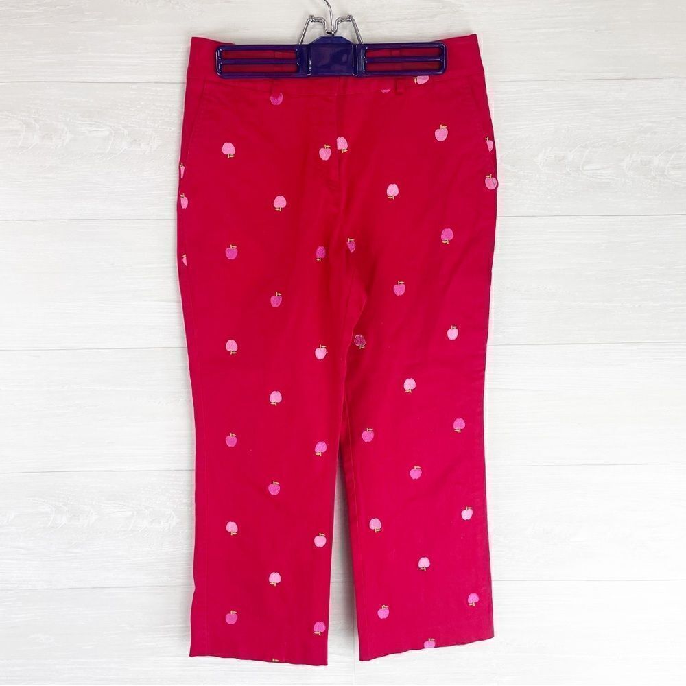 Vintage Lilly Pulitzer Embroidered Apple High Rise Straight Leg Capri Pants